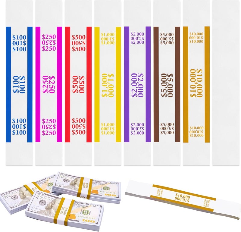 Bolsdoic 400pcs Currency Straps for Cash Management，8 Colors Self Adhesive Money Wrappers for Bills，Money Band Bill Wrappers for Banks, Businesses, and Home - Image 1